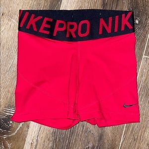 Red Nike Pro Spandex Shorts- Like New AS
